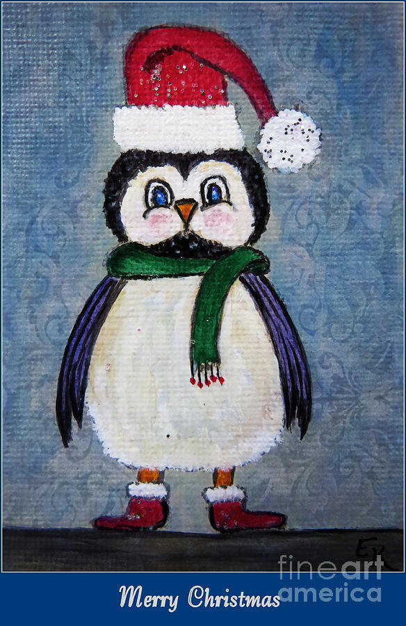 Chickadee Santa Claus - Merry Christmas Painting by Ella Kaye Dickey