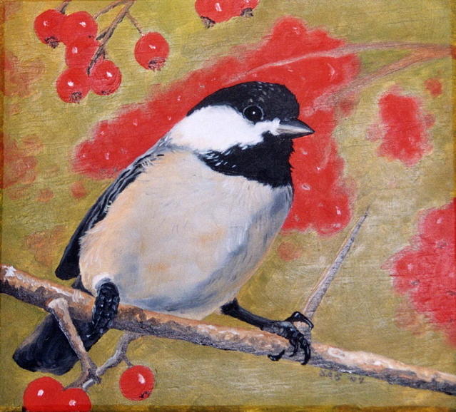 Wildlife Painting - Chickadee by Sherri Strikwerda