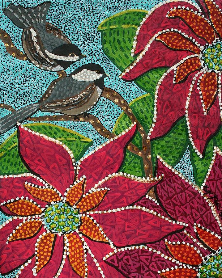 Chickadees At Winter Time Painting by Kelly Nicodemus-Miller