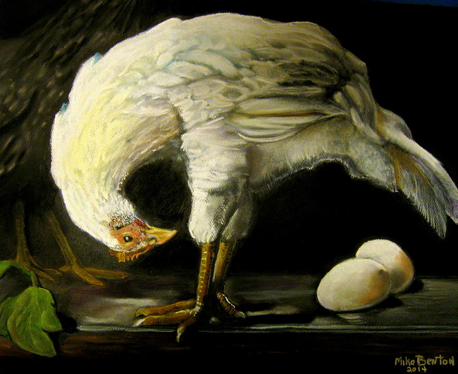 Chicken and Eggs Pastel by Mike Benton