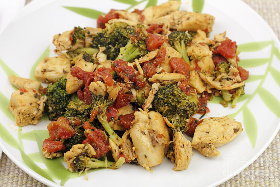 Chicken Photograph - Chicken Broccoli and Tomatoes Dinner by Lee Serenethos
