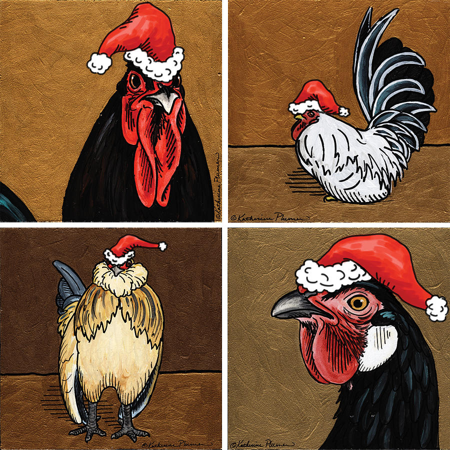 Digital Christmas Card Hen Card Printable Christmas Card Blank Christmas Card Hen and Chicks Christmas Chicken Christmas