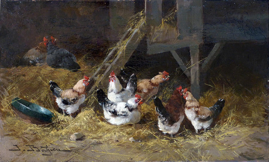 Chicken Coop Circa 1880 Painting by David Lloyd Glover