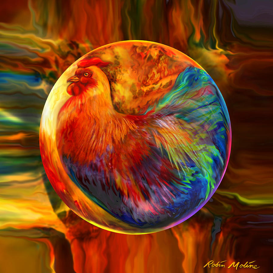 Chicken in the Round Painting by Robin Moline