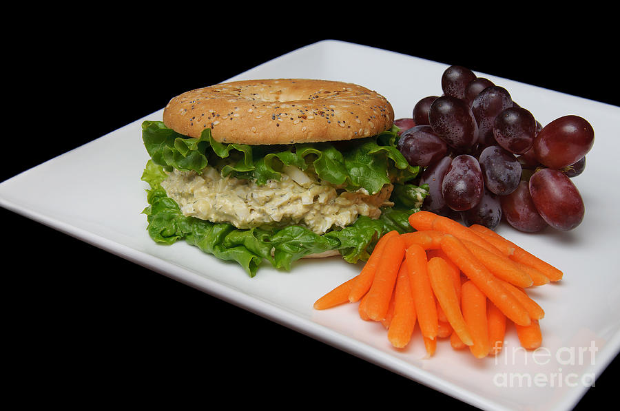 Chicken Salad Sandwich - Red Grapes - Baby Carrots - Deli Photograph by Andee Design