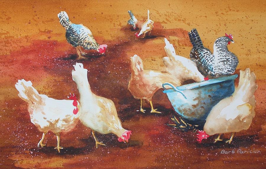 Chickens 1 Painting by Barbara Parisien