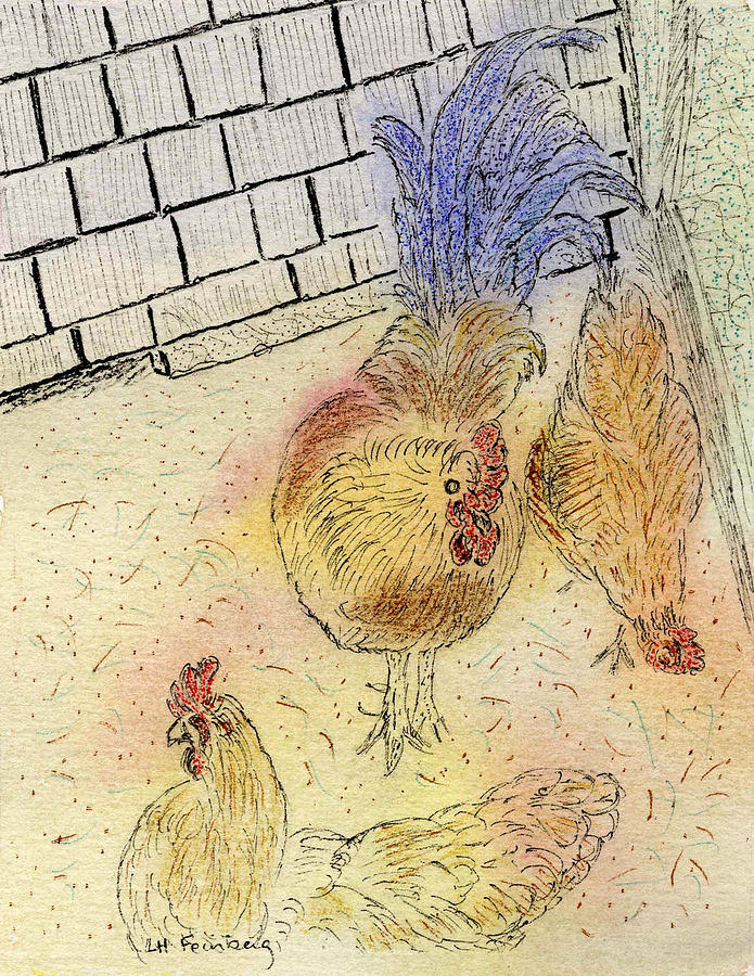 Chickens at PEI Painting by Linda Feinberg