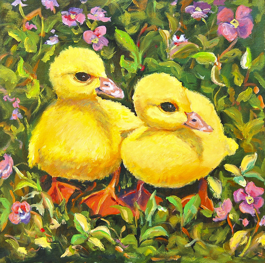 Chicks Painting by Ingrid Dohm