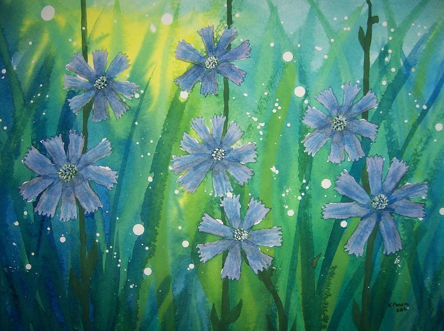 Chicory Painting by B Kathleen Fannin