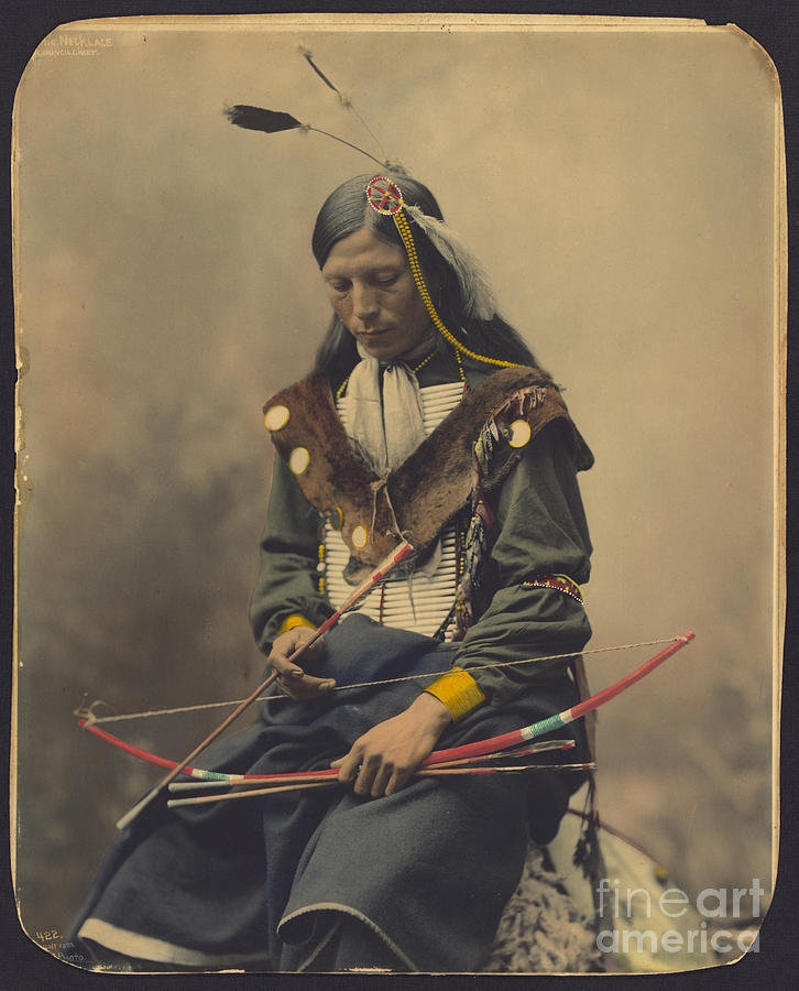 Chief Bone Necklace Photograph - Chief Bone Necklace an Oglala Lakota by Celestial Images