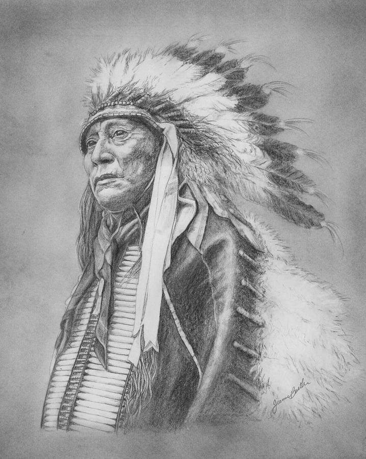 Chief Hollow Horn Bear Drawing by Jeanne Beutler
