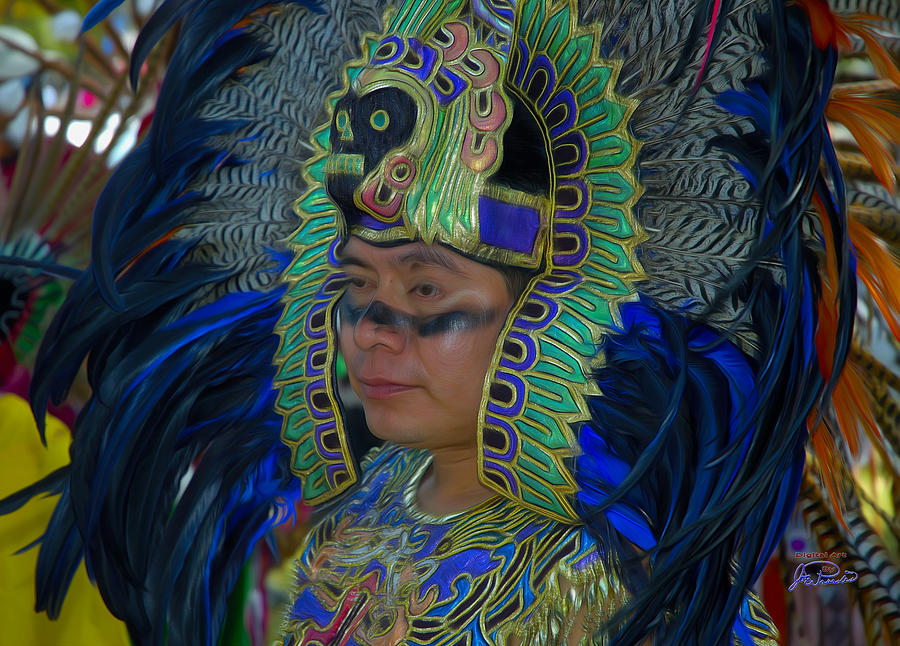 Chief In Blue Head Dress Digital Art by Joe Paradis