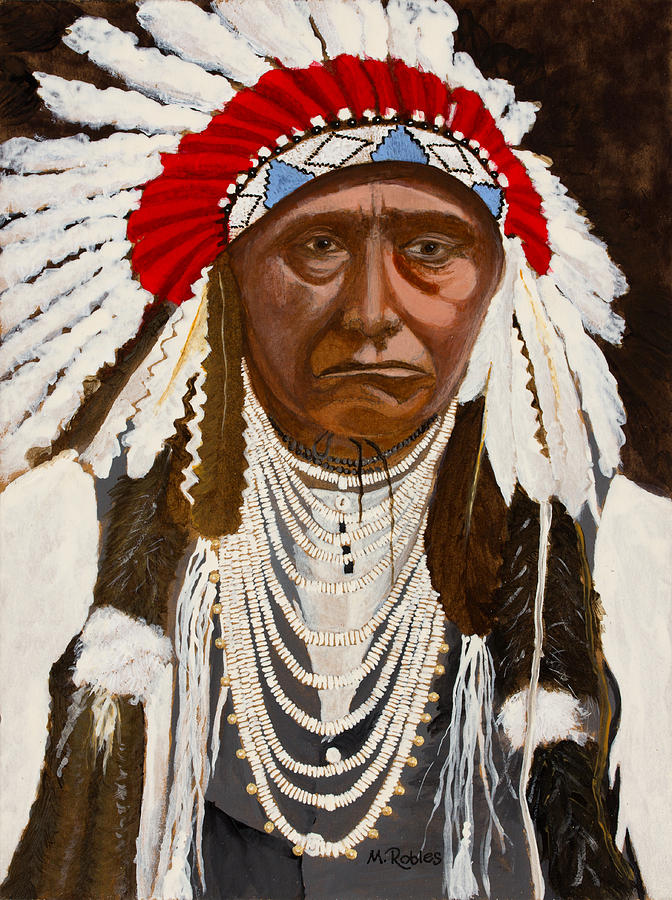 Chief Joseph of the Nez Perce Painting by Mike Robles