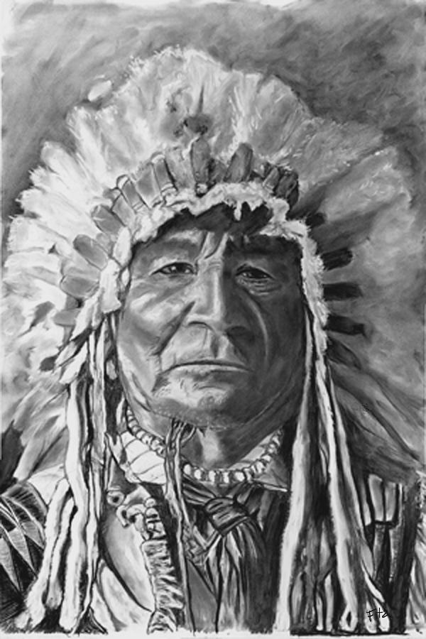 Chief Sitting Bear Drawing by Rick Fitzsimons