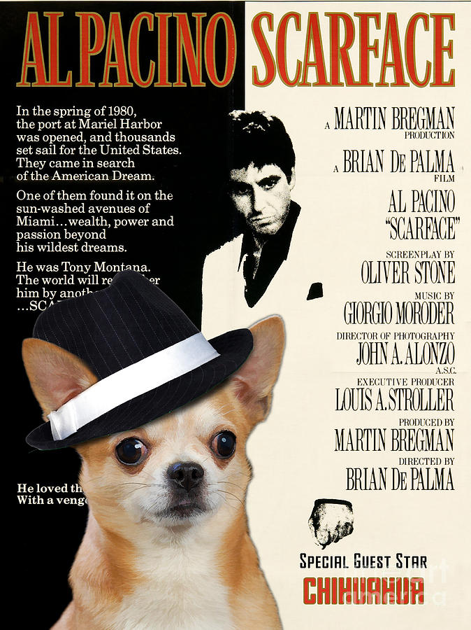 Scarface Painting - Chihuahua Art - Scarface Movie Poster by Sandra Sij