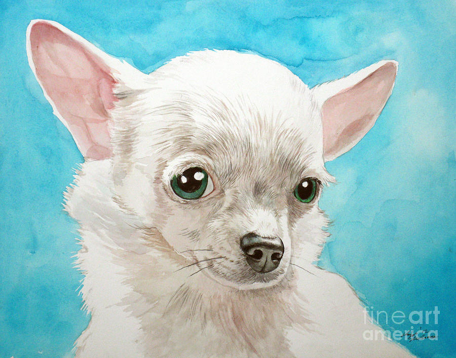 Chihuahua Dog White Painting by Christopher Shellhammer