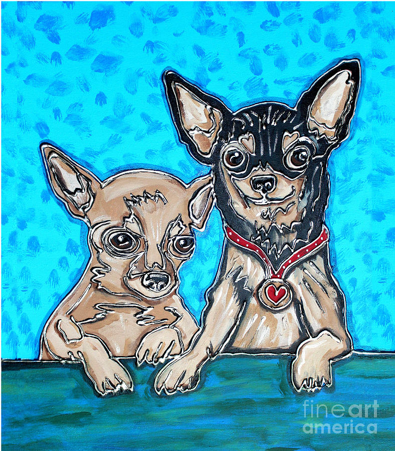 Chihuahua Duo Painting by Cynthia Snyder