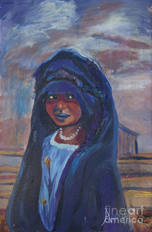 Child Painting - Child Bride of the Sahara by Avonelle Kelsey Child Painting - Child Bride of the Sahara by Avonelle Kelsey