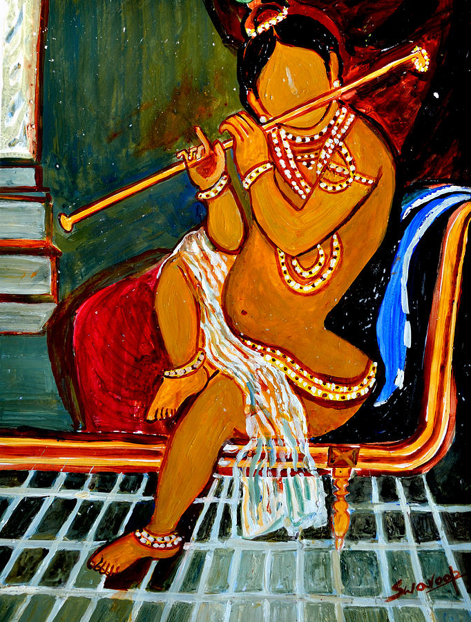 Child Krishna Painting by Anand Swaroop Manchiraju