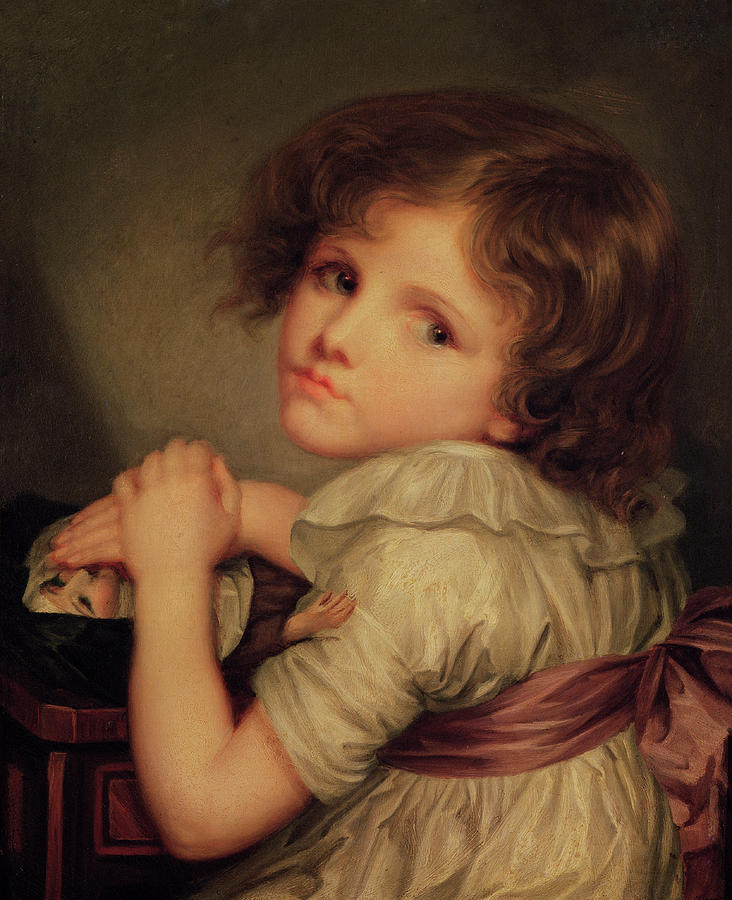 Portrait Photograph - Child With A Doll Oil On Canvas by Anne Genevieve Greuze
