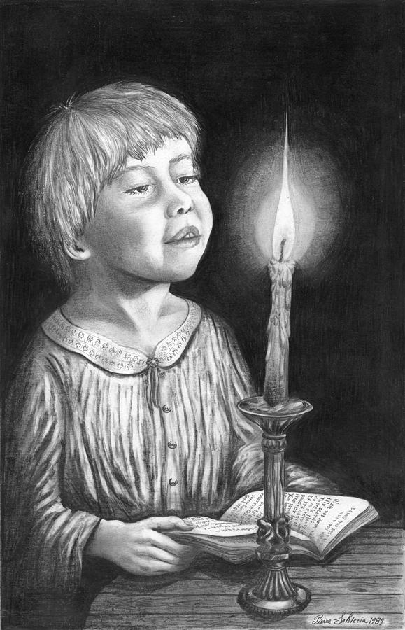 Praying Child Drawing - Child with Divine Mesmorization by Pierre Salsiccia