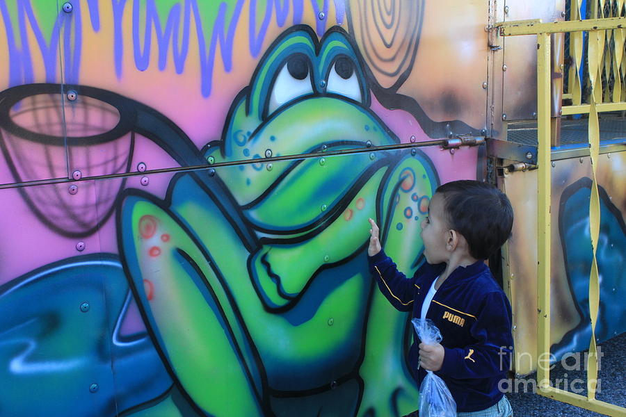 Frog Photograph - Child with Graffiti by Lotus  