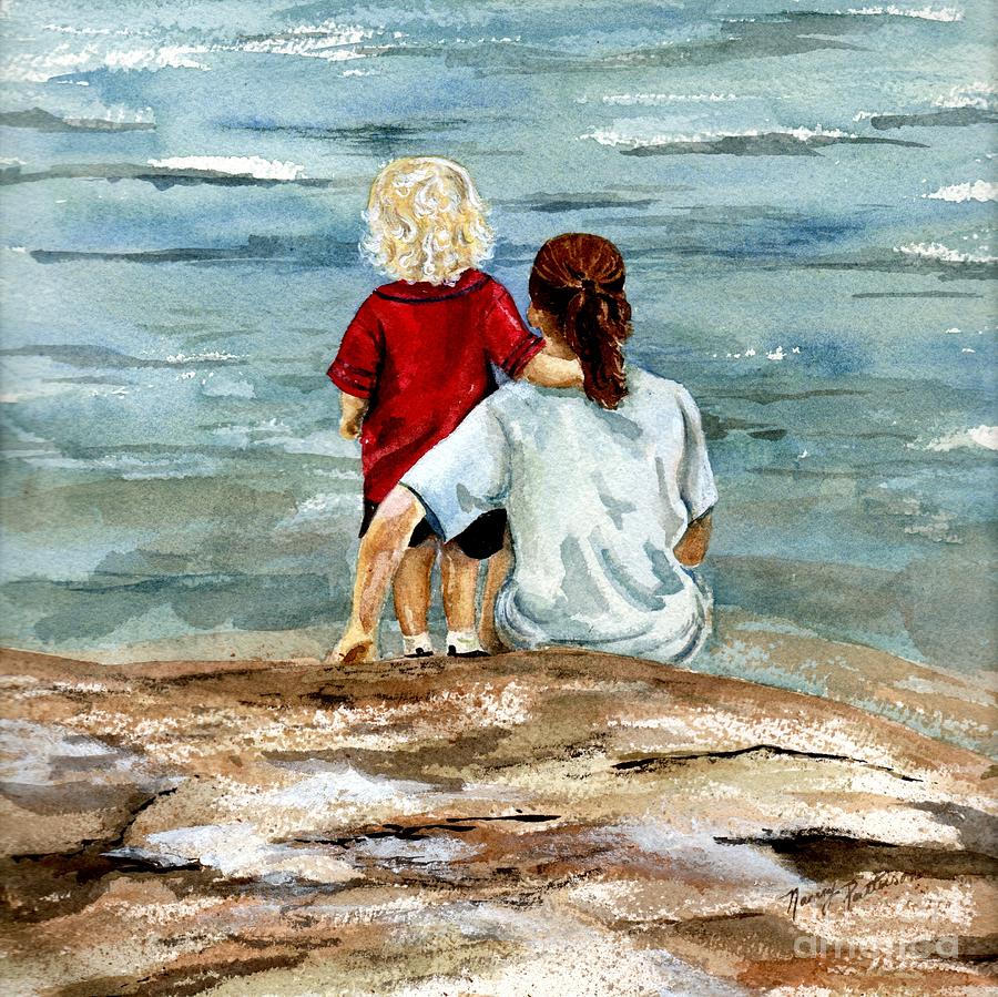 Children By the Sea 2 Painting by Nancy Patterson