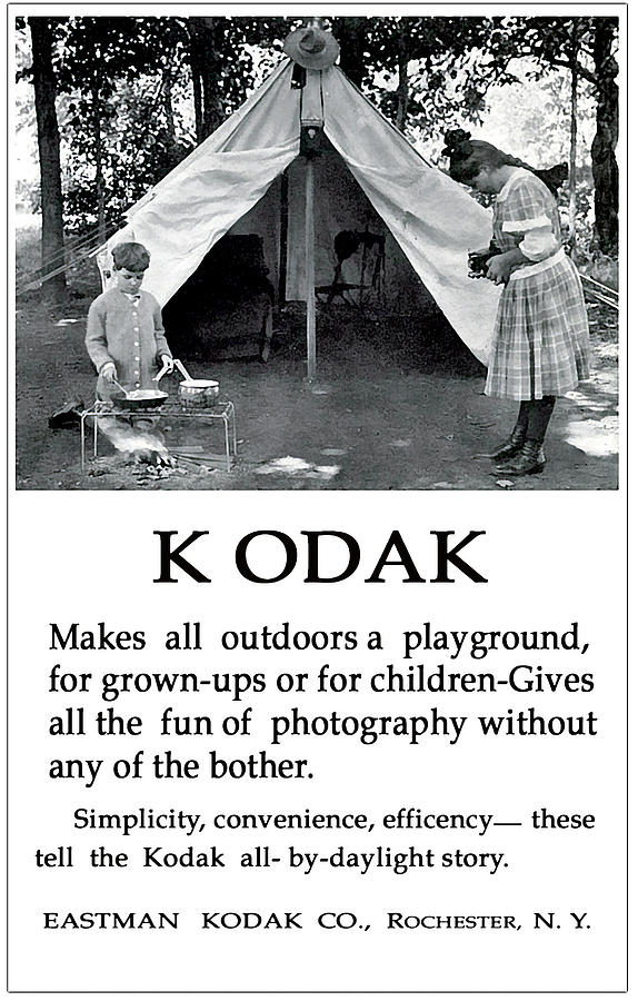 Children  Camping. Circa 1913. Photograph by Unknown Photographer