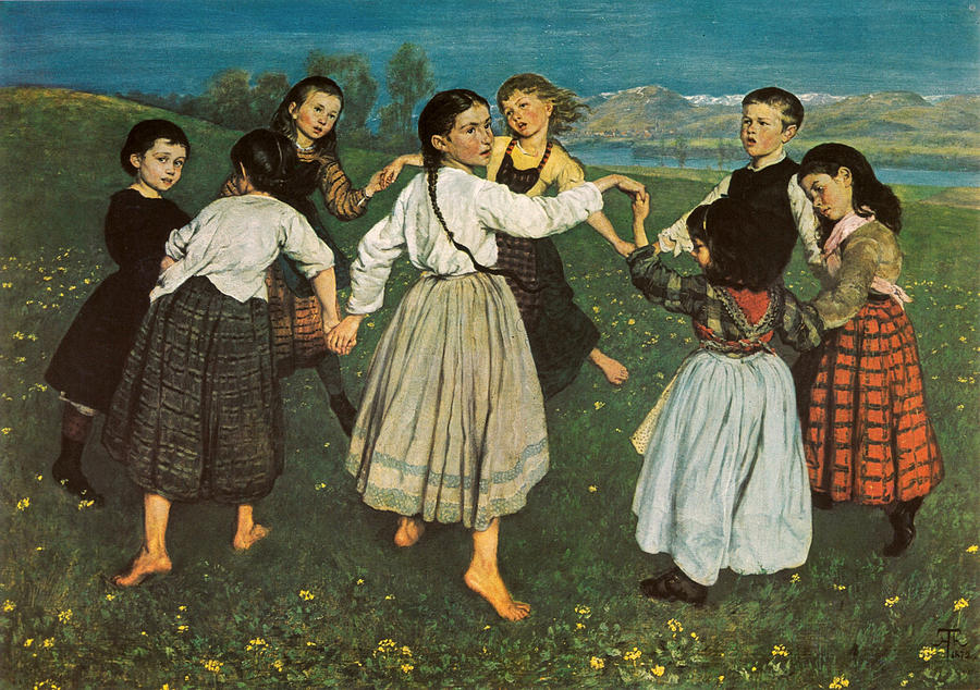 Hans Thoma Painting - Children Dancing in a Ring by Hans Thoma