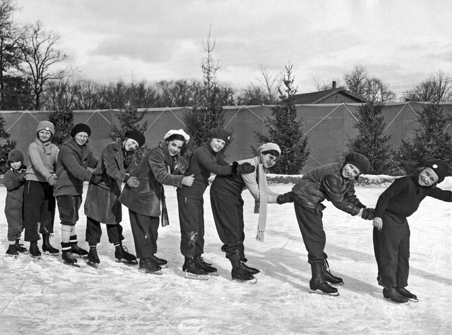 Children Ice Skating Photograph by Underwood Archives - Pixels