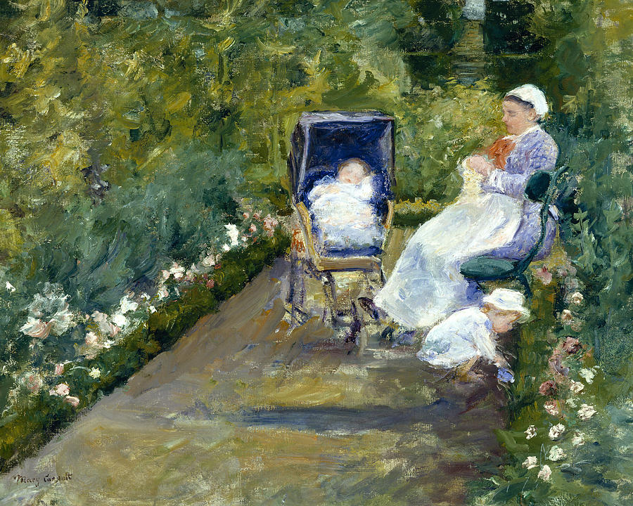 Children In A Garden Painting by Celestial Images