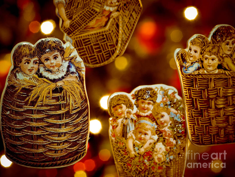 Christmas Photograph - Children in Baskets by Amy Cicconi