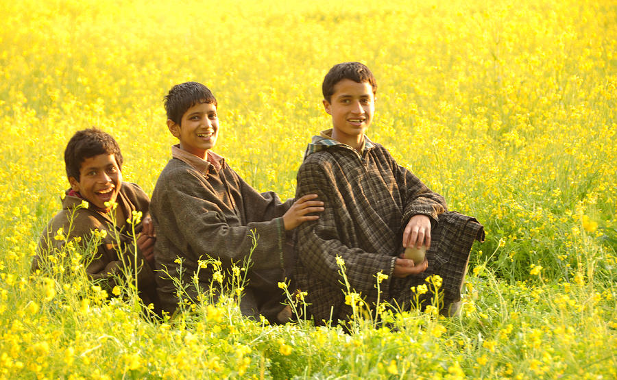 Children in mustard field Photograph by PKG Photography