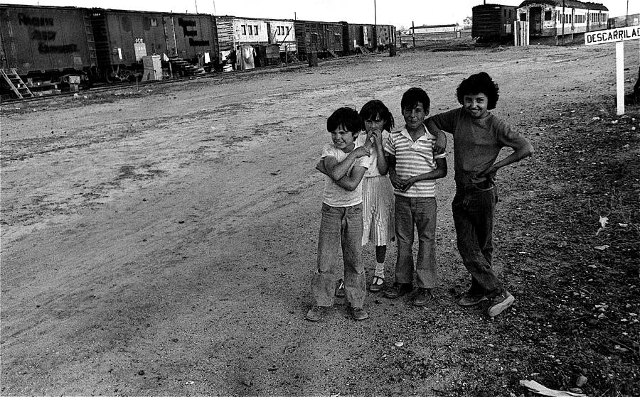 Children in railroad grave yard Naco Sonora Mexico 1983 Photograph by David Lee Guss