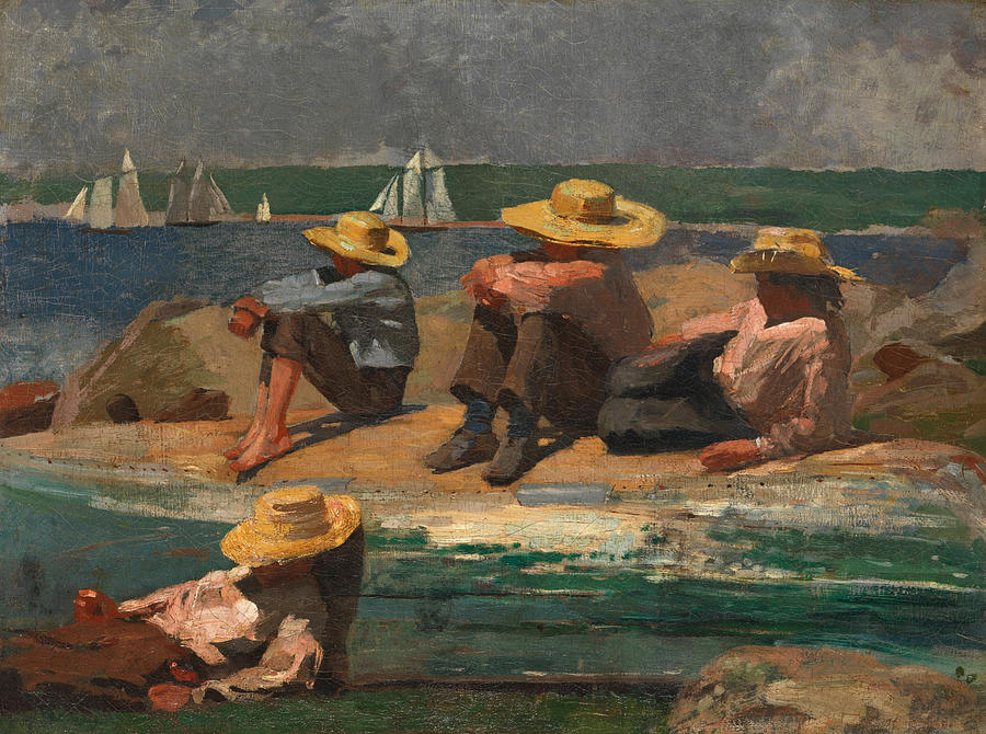 Children on the Beach Painting by Winslow Homer