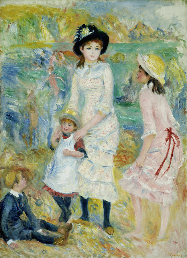 Children on the Seashore Guernsey Painting by Pierre-Auguste Renoir