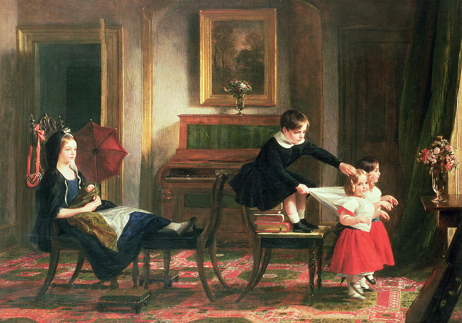 Fantasy Painting - Children playing at coach and horses by Charles Robert Leslie