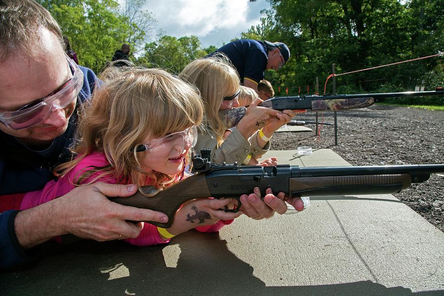 Gun Photograph - Children Shooting Bb Guns by Jim West