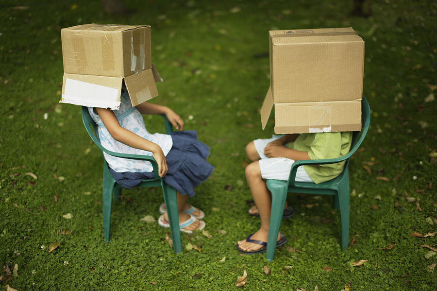 Children with box on head Photograph by Donald Iain Smith