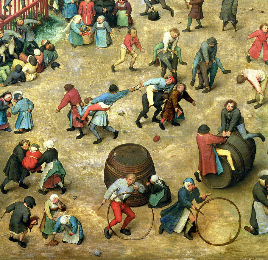 Childrens Games Kinderspiele Detail Of Bottom Section Showing Various Games, 1560 Oil On Panel Photograph by Pieter the Elder Bruegel