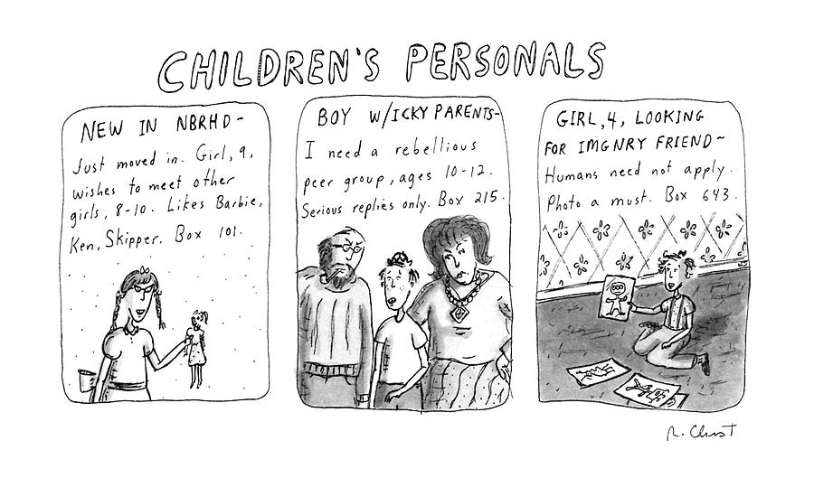 childrens Personals Drawing by Roz Chast
