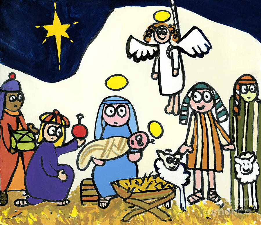 Madonna Painting - Childrens School Nativity Play by Jane Freeman