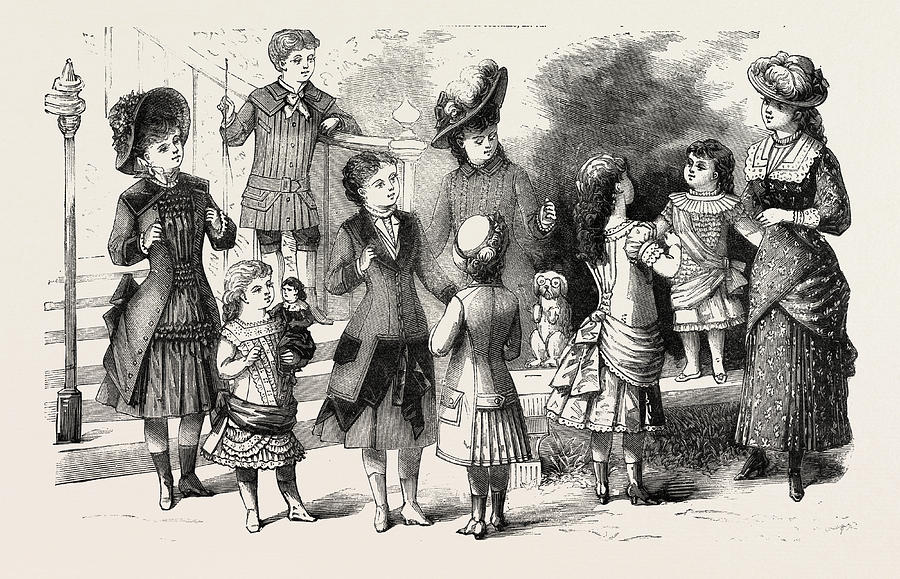 Childrens Summer Costumes, 1882 Drawing by English School | Fine Art ...