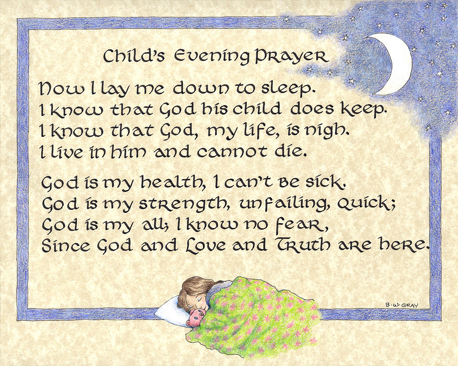 Childs Evening Prayer Drawing by Betsy Gray