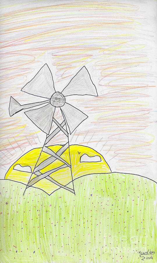 Childs Windmill Drawing Drawing by Jennifer White