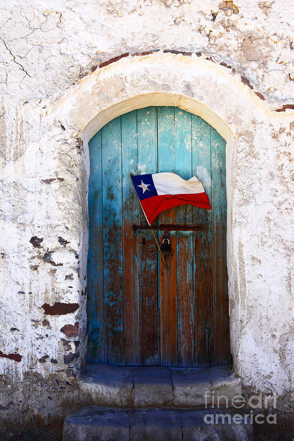 Chilean Flag on Church Door Photograph by James Brunker