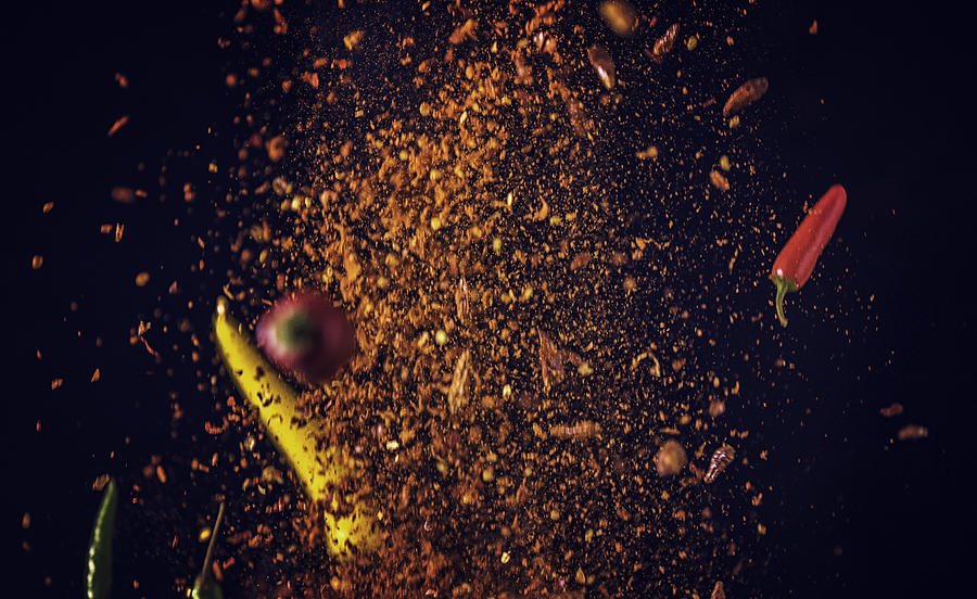 Chili Spice Mix Food Explosion Photograph by GMVozd