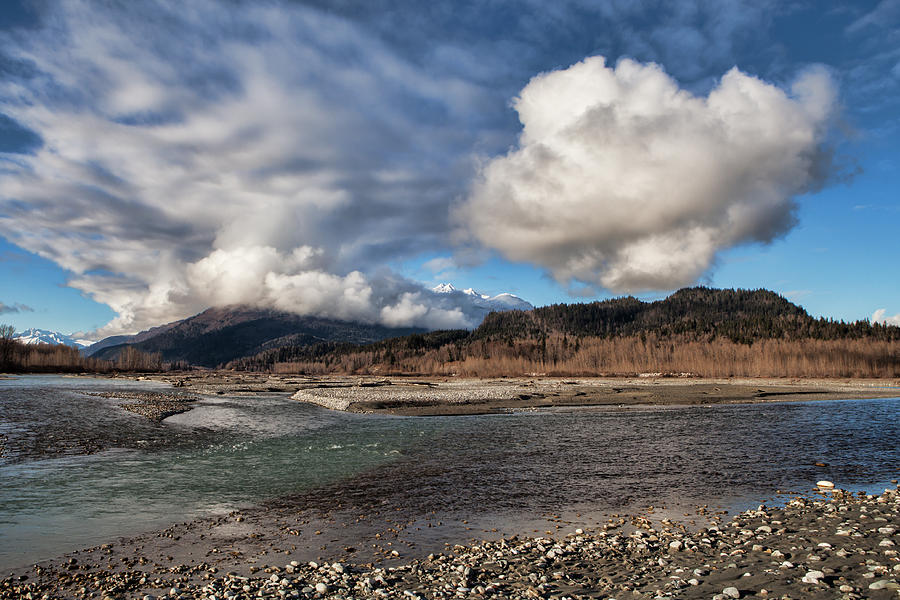 Chilkat River with Clouds Photograph by Michele Cornelius
