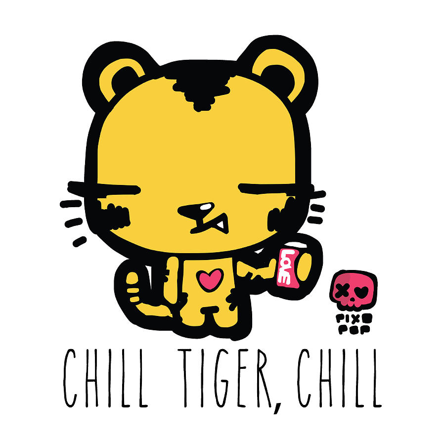 Tiger Digital Art - Chill tiger chill by Pixopop Pixopop