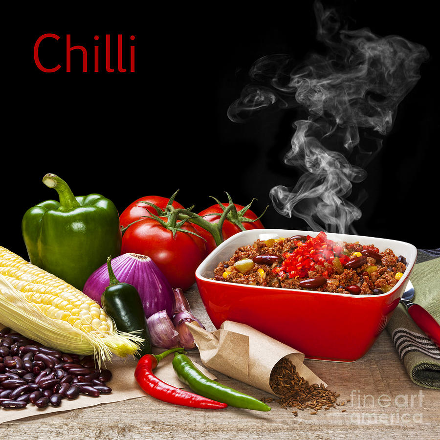 Vegetable Photograph - Chilli and Ingredients with Steam Rising by Colin and Linda McKie